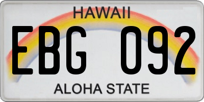 HI license plate EBG092