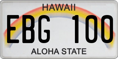 HI license plate EBG100