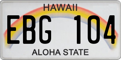 HI license plate EBG104