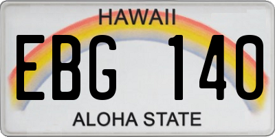 HI license plate EBG140