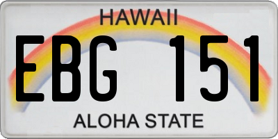 HI license plate EBG151