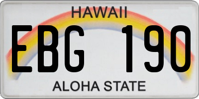 HI license plate EBG190