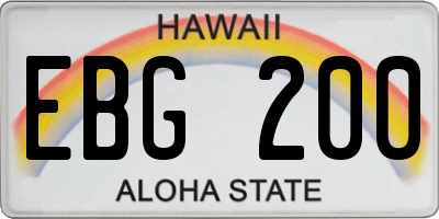 HI license plate EBG200