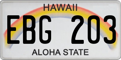 HI license plate EBG203