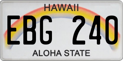 HI license plate EBG240