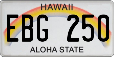 HI license plate EBG250