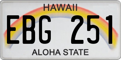 HI license plate EBG251