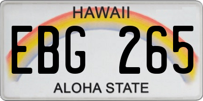 HI license plate EBG265