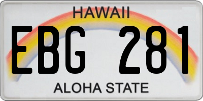 HI license plate EBG281