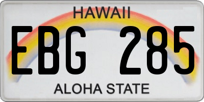 HI license plate EBG285