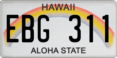 HI license plate EBG311