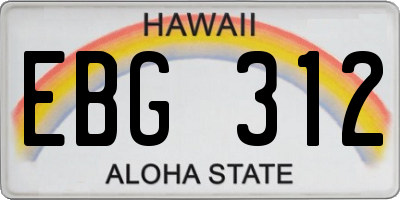 HI license plate EBG312
