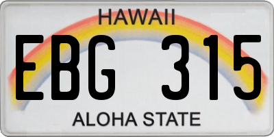 HI license plate EBG315