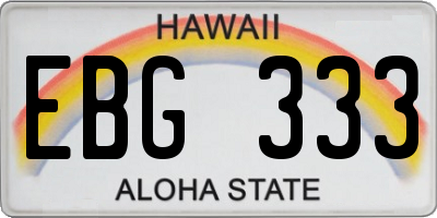 HI license plate EBG333