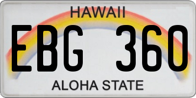 HI license plate EBG360