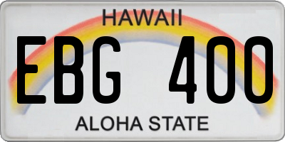 HI license plate EBG400