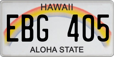 HI license plate EBG405