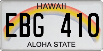 HI license plate EBG410
