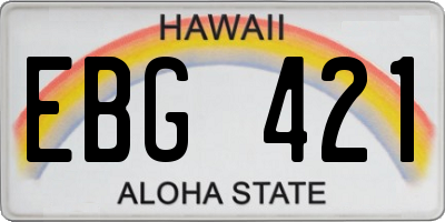 HI license plate EBG421