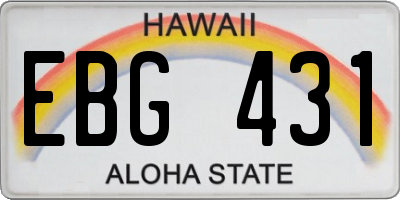 HI license plate EBG431