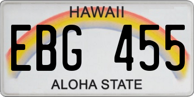 HI license plate EBG455