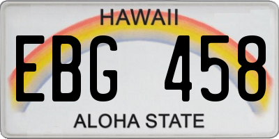HI license plate EBG458