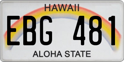 HI license plate EBG481