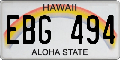 HI license plate EBG494