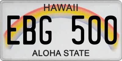 HI license plate EBG500