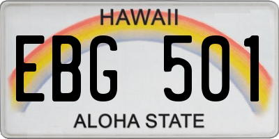 HI license plate EBG501