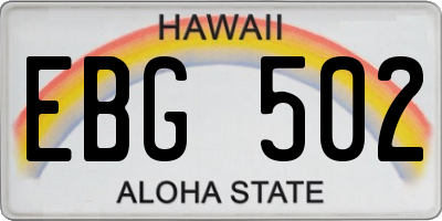 HI license plate EBG502