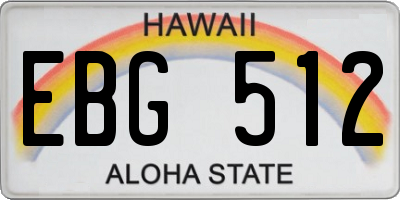 HI license plate EBG512