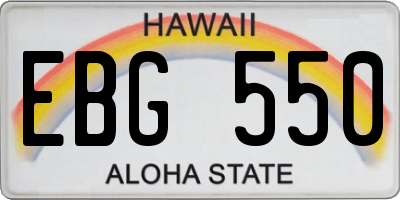 HI license plate EBG550