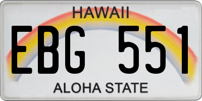 HI license plate EBG551