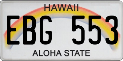 HI license plate EBG553
