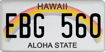 HI license plate EBG560