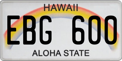 HI license plate EBG600