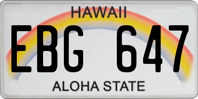 HI license plate EBG647