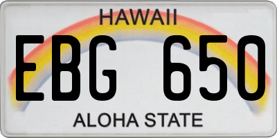 HI license plate EBG650