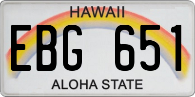 HI license plate EBG651