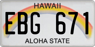 HI license plate EBG671