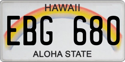 HI license plate EBG680