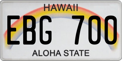 HI license plate EBG700