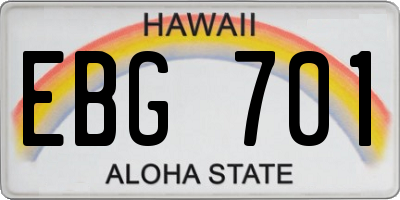 HI license plate EBG701