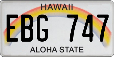 HI license plate EBG747