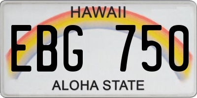 HI license plate EBG750