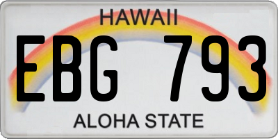 HI license plate EBG793