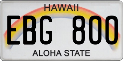HI license plate EBG800