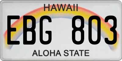 HI license plate EBG803
