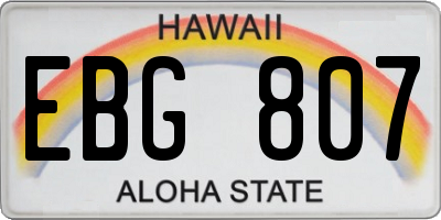 HI license plate EBG807